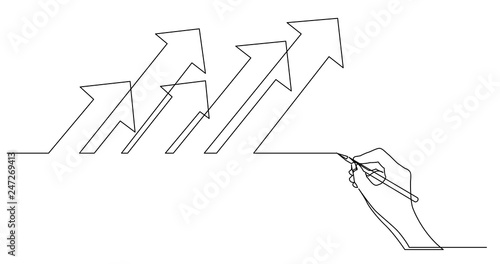 hand drawing business concept sketch of arrows as team effort