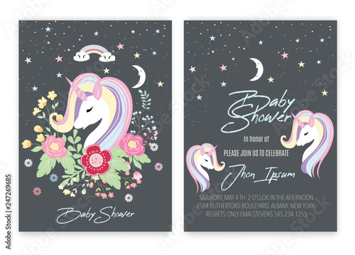 Unicorn floral unicorn decor card baby shower.
