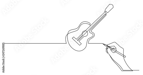 hand drawing business concept sketch of acoustic guitar