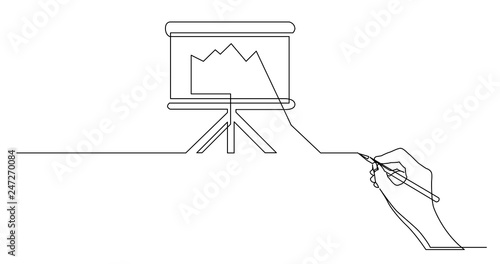 hand drawing business concept sketch of presentation board with falling diagram