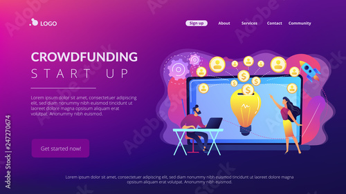 Website vibrant violet landing web page template.