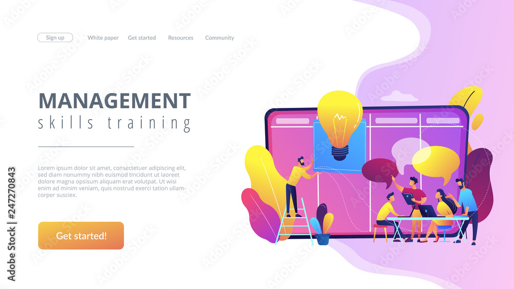 Managers at workshop training manager skills and brainstorming at board. Managers workshop, supervisors course, management skills training concept. Website vibrant violet landing web page template. Managers at workshop training manager skills and brainstorming at board. Managers workshop, supervisors course, management skills training concept. Website vibrant violet landing web page template.
