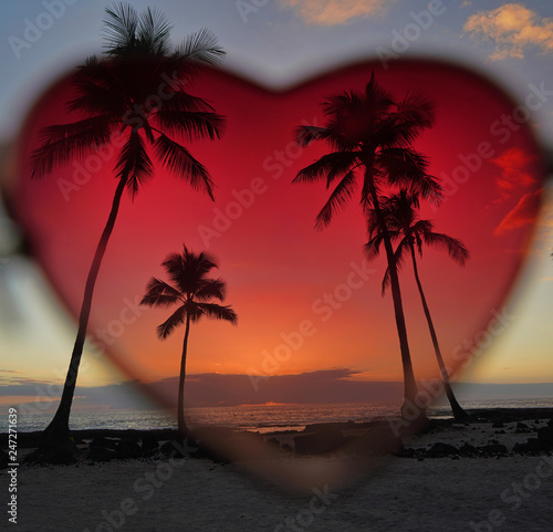 sunset on the beach with sunglasses