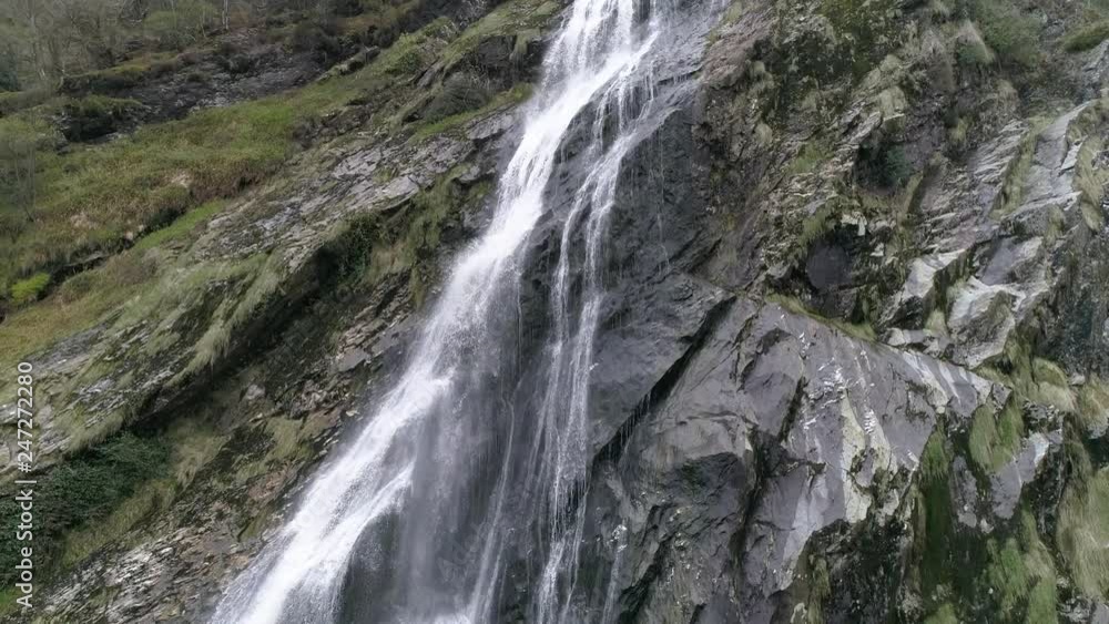 Waterfall in Ireland, 4k aerial Waterfall in Ireland, 4k aerial