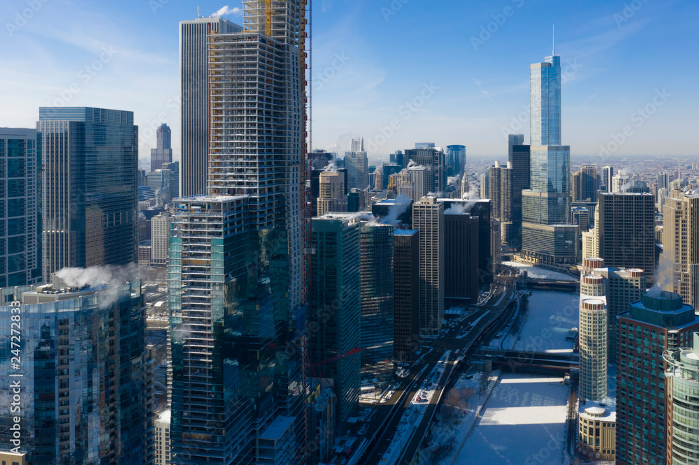 Obraz premium Winter panorama of Chicago.