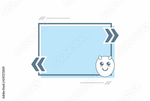 Vector template of quote forms. Bright vivid backgrounds. Blank colorful speech frame. Business template for textual information and print design. Kawaii character