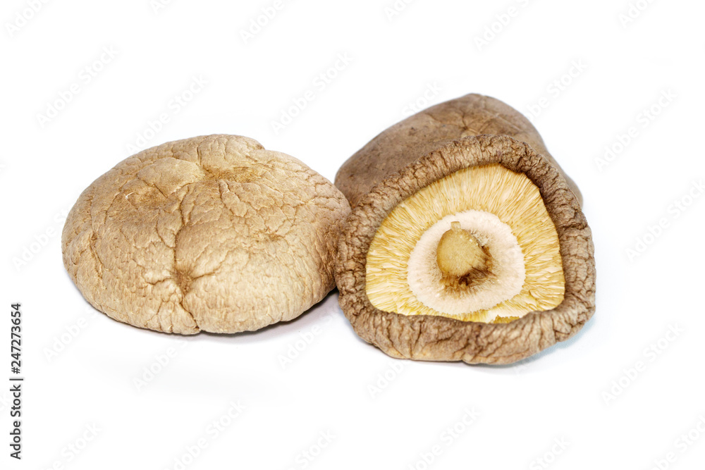 Image of Dried shiitake mushrooms isolated on white background. Food. Image of Dried shiitake mushrooms isolated on white background. Food.