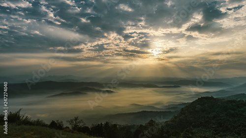 The light a beautiful natural beauty on mountain Doi Samer-Dao in Nan Province  Thailand - Image