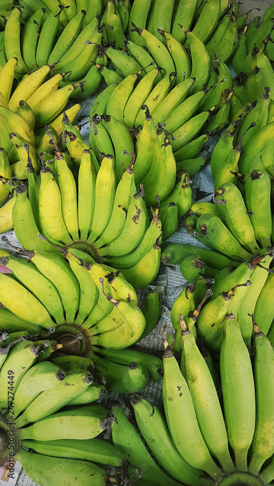 Green bananas closeup, Grocery market, Thailand, Food, Travel photo