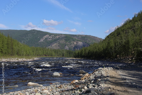 River Oka Sayan and Eastern Sayan mountains