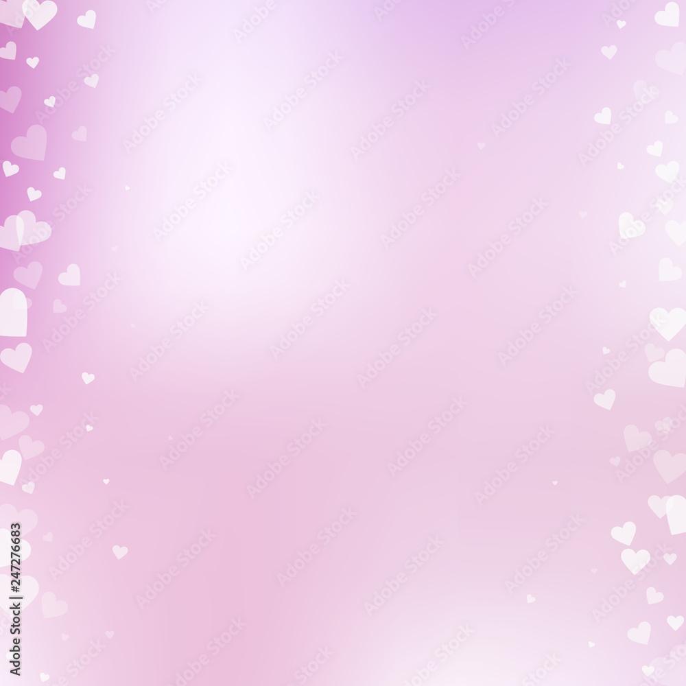 White heart love confettis. Valentine's day border White heart love confettis. Valentine's day border