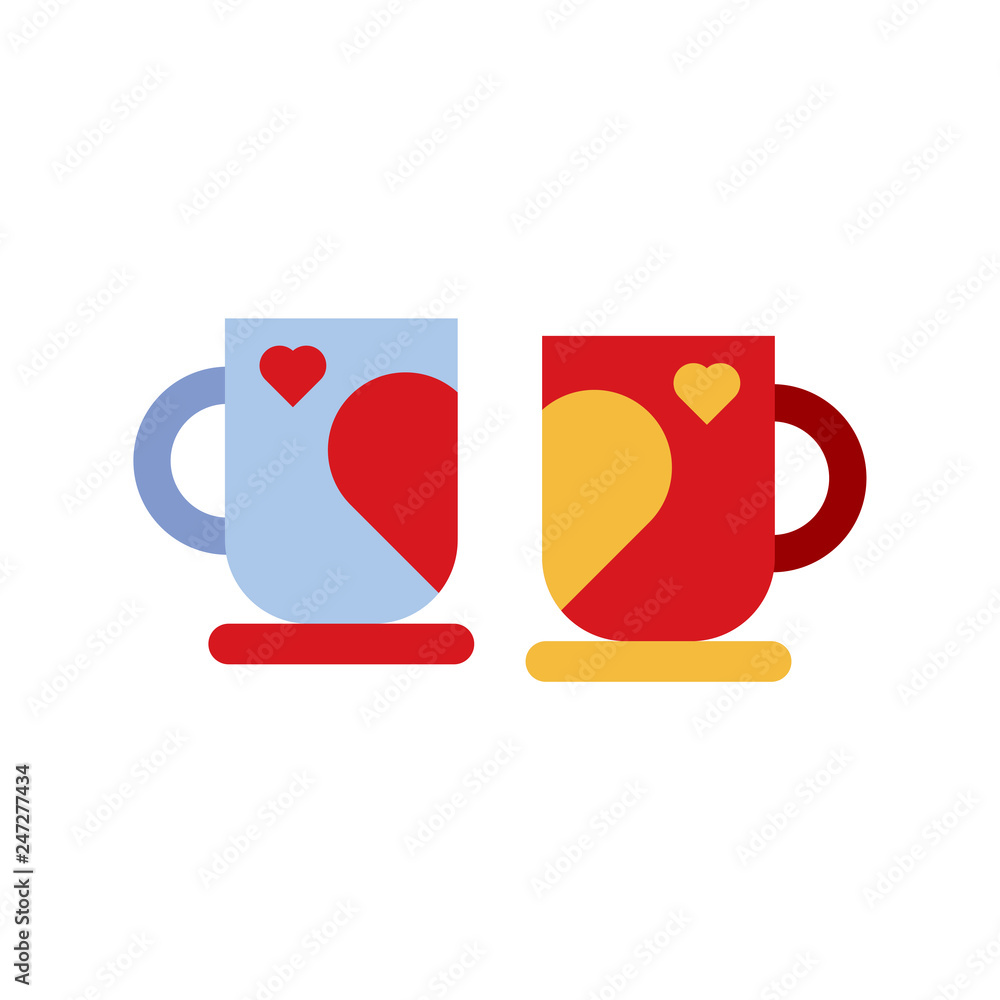 Obraz premium Couple mug cup illustration