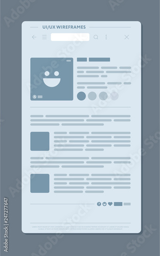 Vector illustration of blog publications on page of modern network