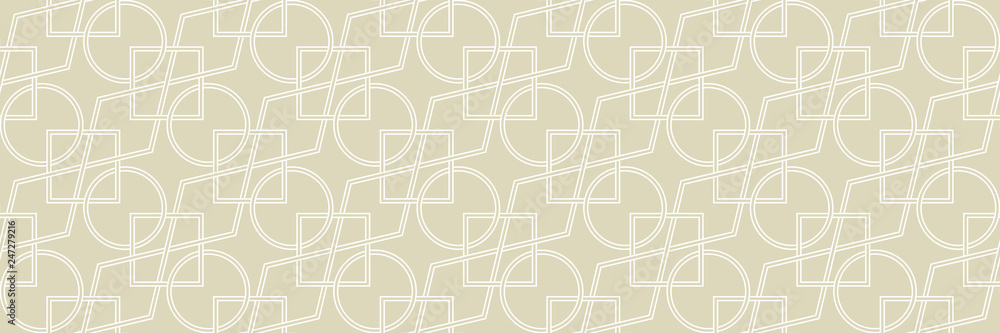 Geometric seamless pattern. White design on long olive green background