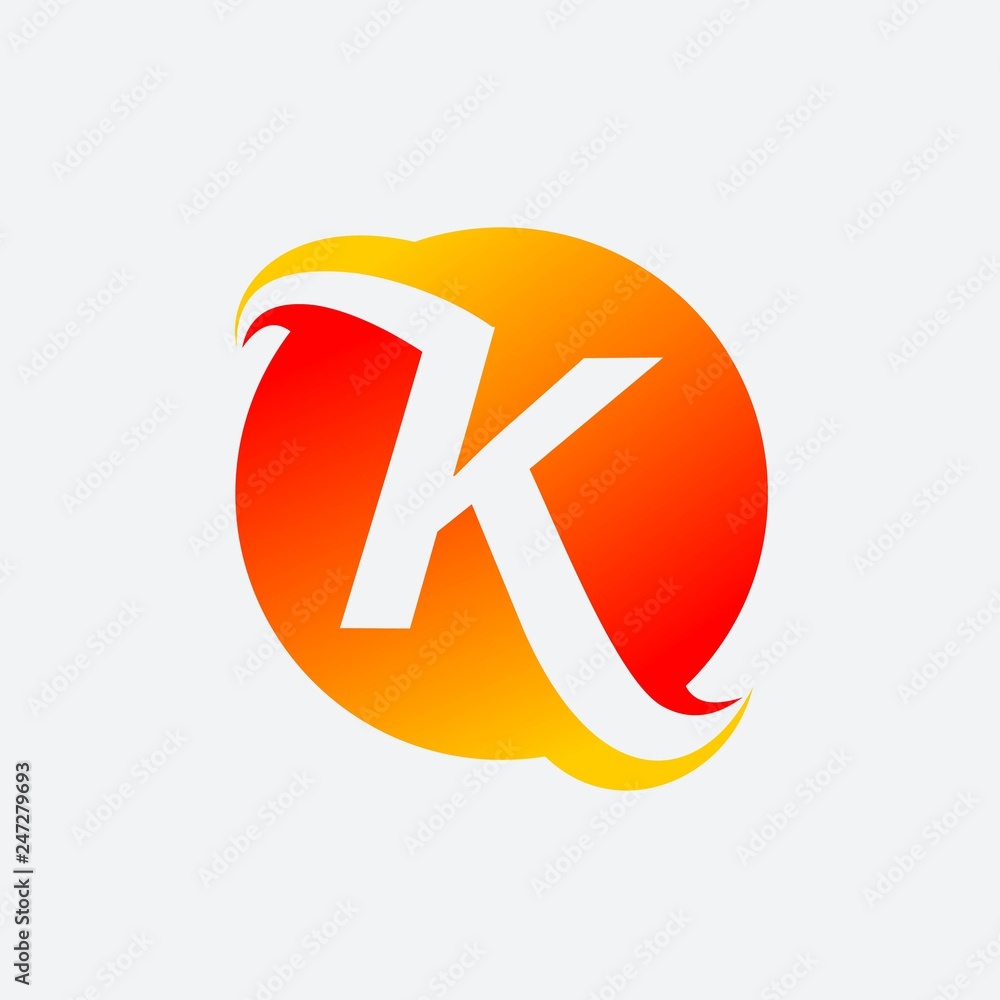 letter k logo in fire