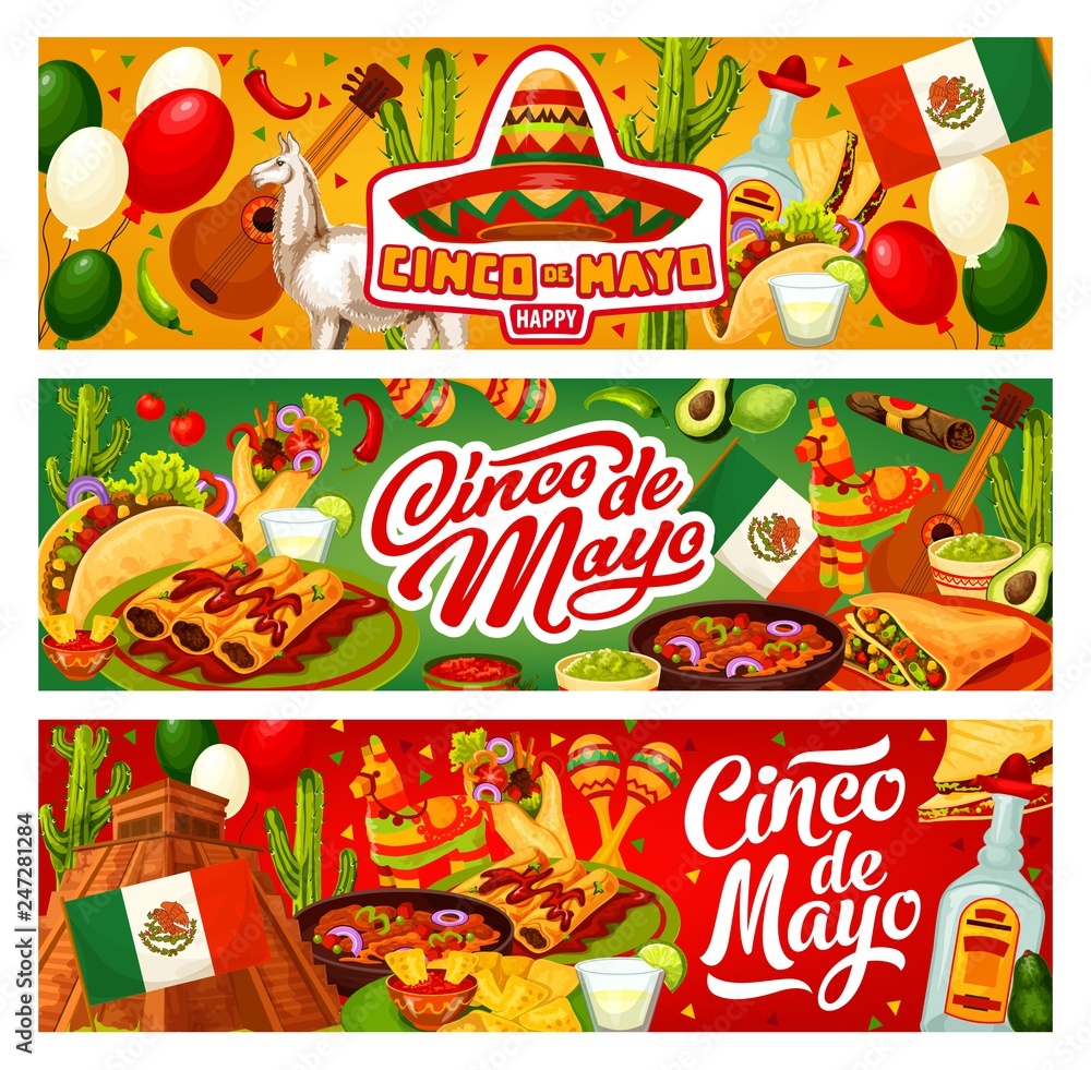 Cinco de Mayo Mexican flag, sombrero and tequila Cinco de Mayo Mexican flag, sombrero and tequila