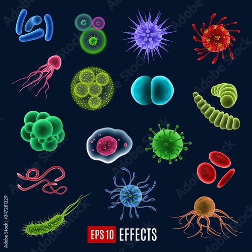 Vector germ, bacteria and virus icons