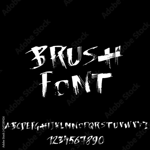 Simple alphabet letters. Handdrawn grunge ink font. Vector illustration.