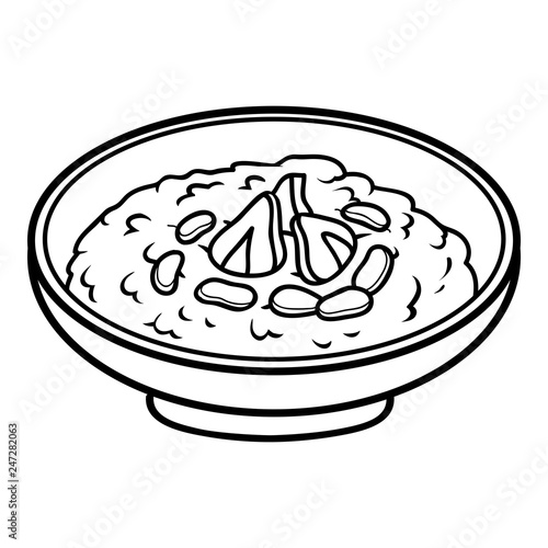 Coloring book, Milk porridge with nuts and berries