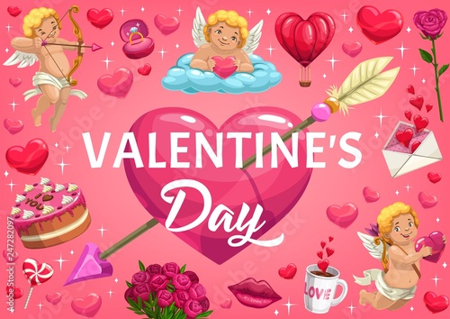 Valentines Day hearts, Cupids and romantic gifts
