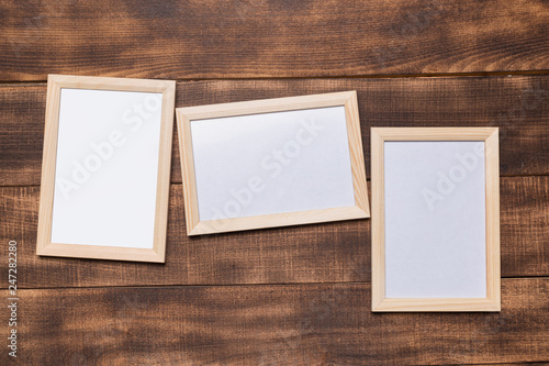 blank frame on a wooden background