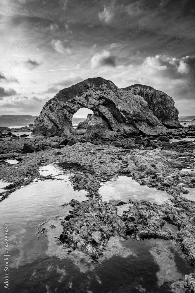 Ballintoy Sea Arch in Black and White