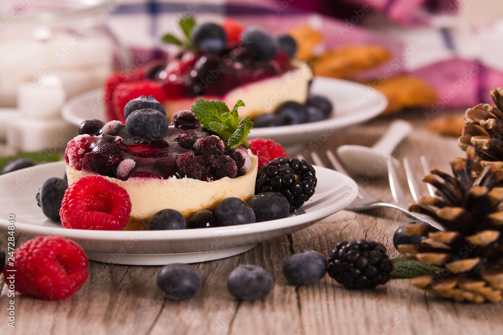 Cheesecakes with mixed berries. Cheesecakes with mixed berries.