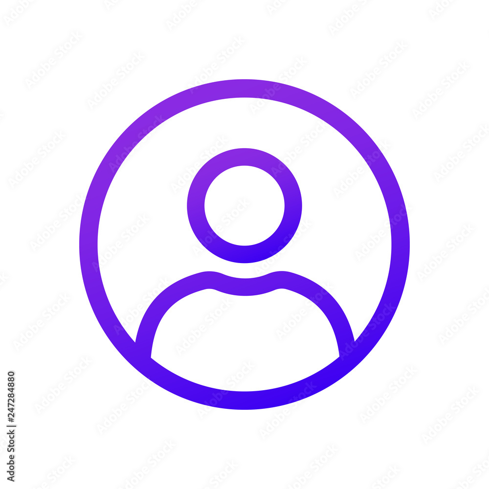 Purple user icon in the circle. Thin line. Purple user icon in the circle. Thin line.