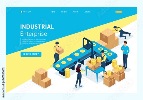 Isometric Landing Page Workflow Warehouses