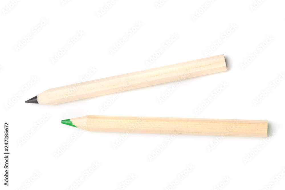 Obraz premium Wooden colorful ordinary pencils isolated on a white background, Image.