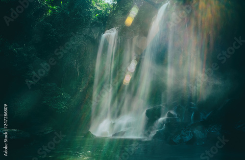 Waterfall at Phnom Kulen National Park. Cambodia