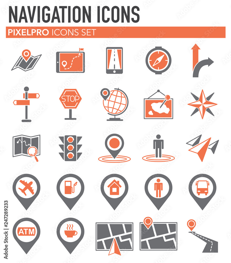 Navigation icon set on white background for graphic and web design, Modern simple vector sign. Internet concept. Trendy symbol for website design web button or mobile app Navigation icon set on white background for graphic and web design, Modern simple vector sign. Internet concept. Trendy symbol for website design web button or mobile app