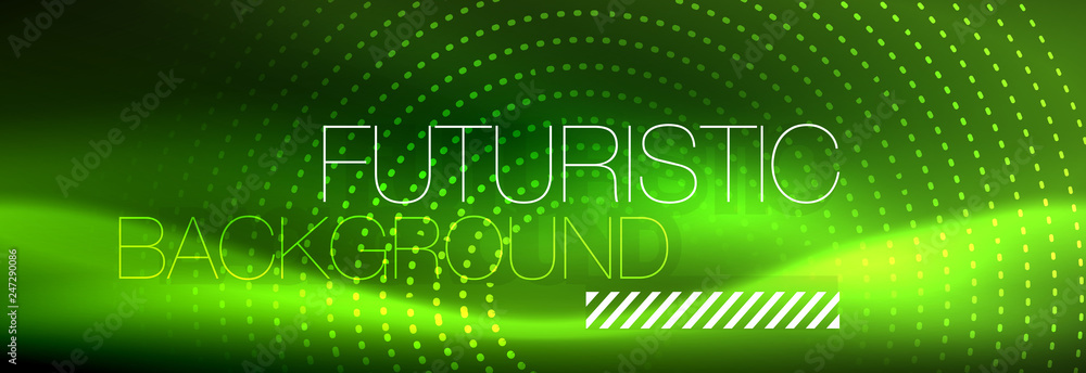 Green neon dotted circles background