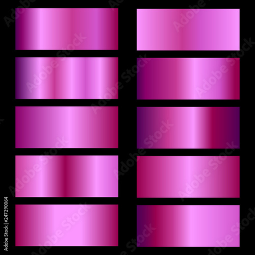 Fuchsia gradient. Collection of colorful gradients with  glossy metal texture for design of covers, banners, posters and other creative projects.