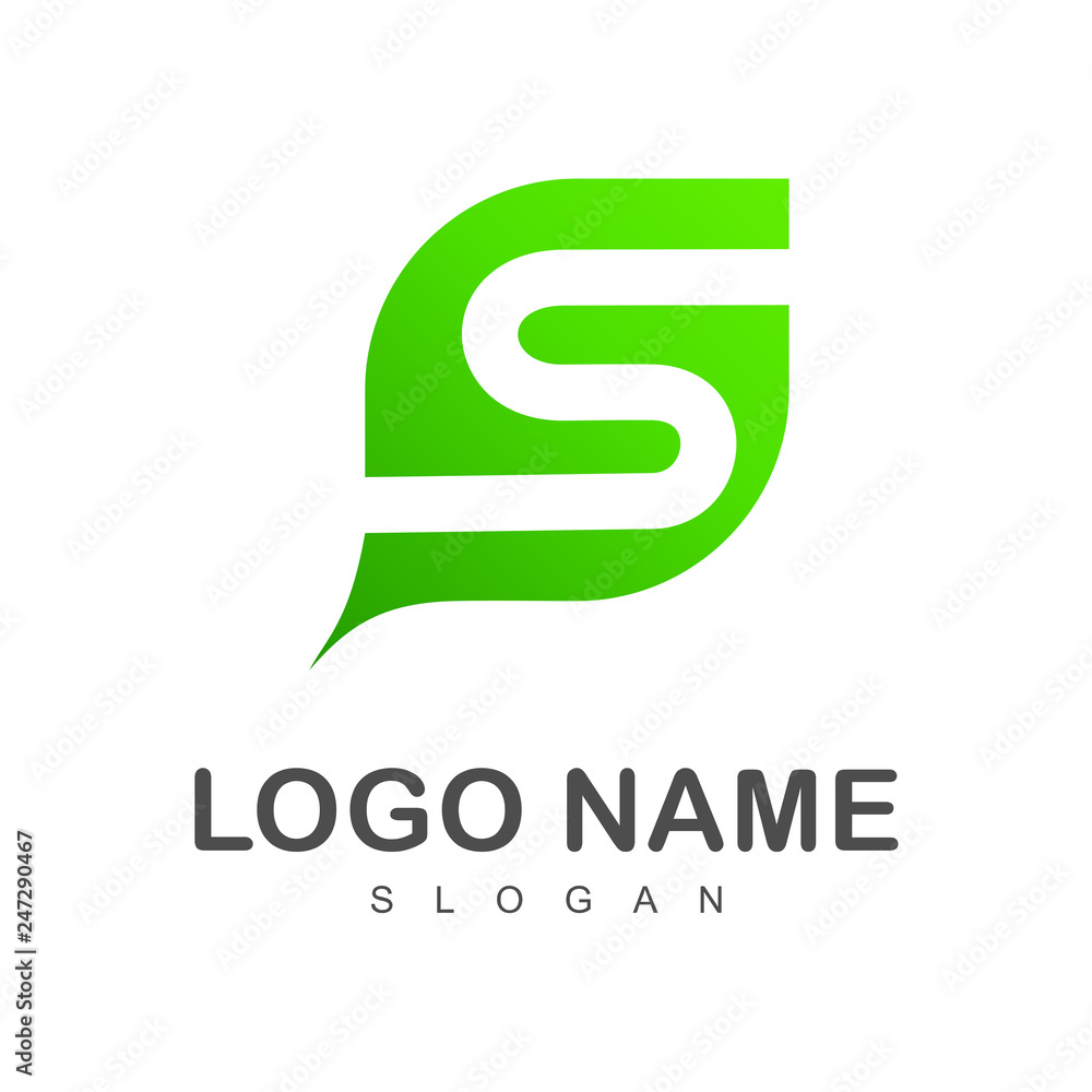 leaf letter s logo template