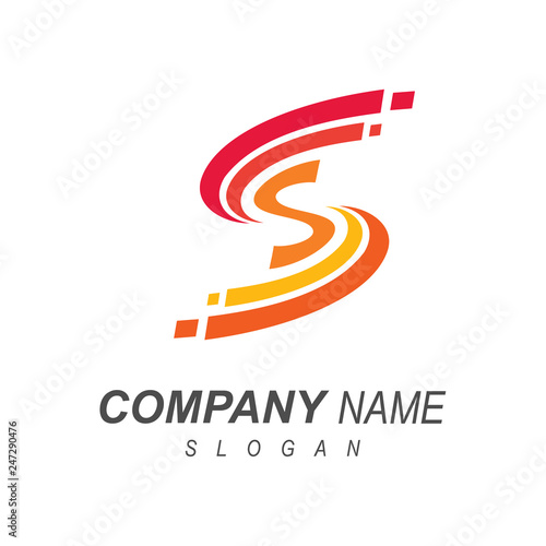 pixel swoosh letter s logo template, letter s technology logo template