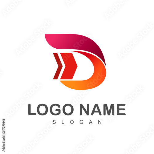 letter d with arrow logo template