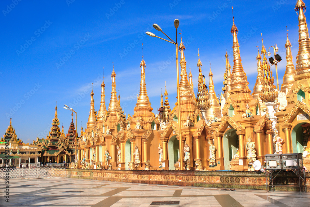 Golden stupas in Shwedagon Zedi Daw, Yangon, Myanmar
