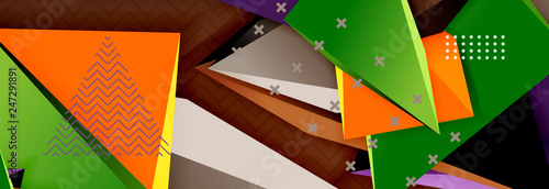 Vector 3d triangular shapes abstract background, origami futuristic template with lines