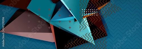 3d triangular shapes geometric background. Origami style pattern with triange shapes for decorative design. Poster design. Line design. Modern presentation template