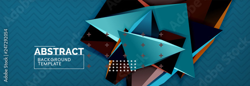 3d triangular shapes geometric background. Origami style pattern with triange shapes for decorative design. Poster design. Line design. Modern presentation template