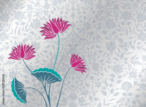 water lily, wedding card design, royal India