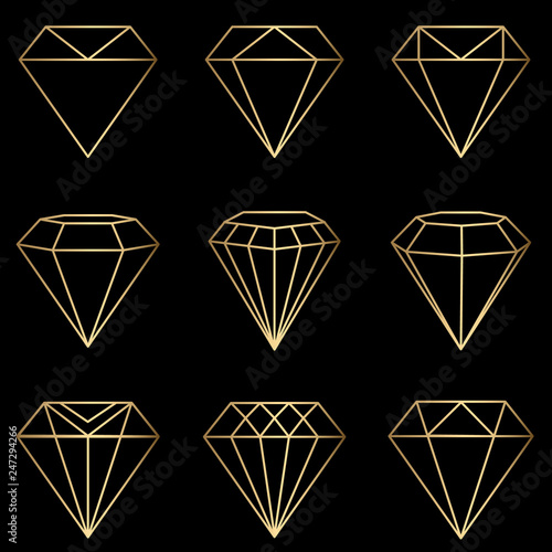 Set of Diamond Icons and Logo Design Elements