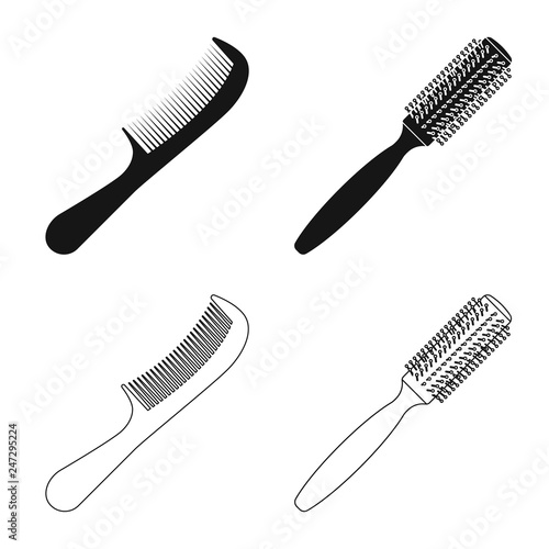 Isolated object of brush and hair symbol. Set of brush and hairbrush stock symbol for web.
