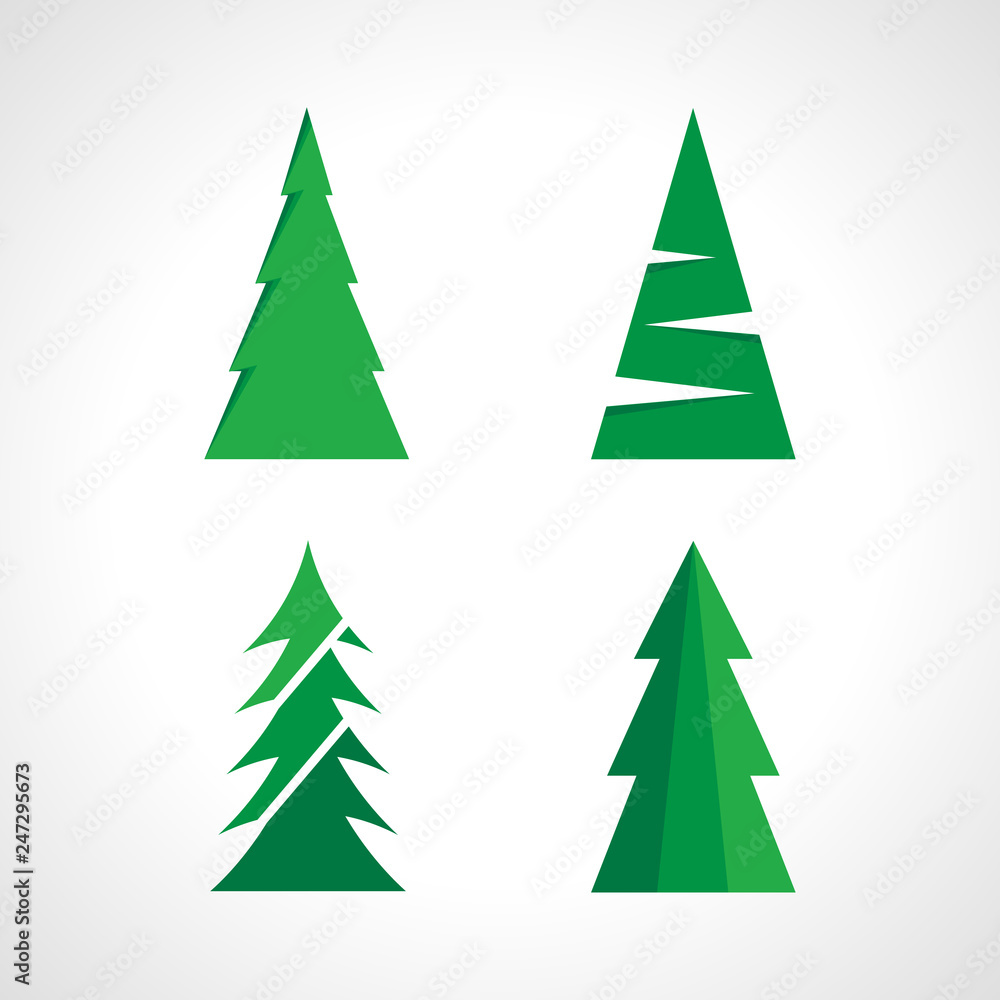 Set of four green Christmas tree Set of four green Christmas tree