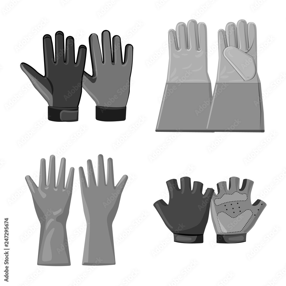 Obraz premium Vector design of glove and winter sign. Collection of glove and equipment stock symbol for web.