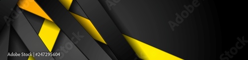 Bright yellow and black stripes abstract tech banner