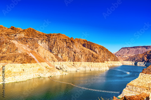 Famous and amazing Hoover Dam at Lake Mead, Nevada and Arizona Border.