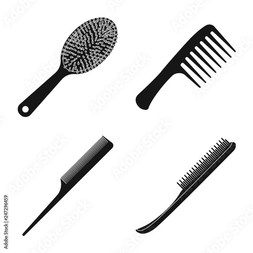 Vector illustration of brush and hair icon. Collection of brush and hairbrush stock vector illustration.