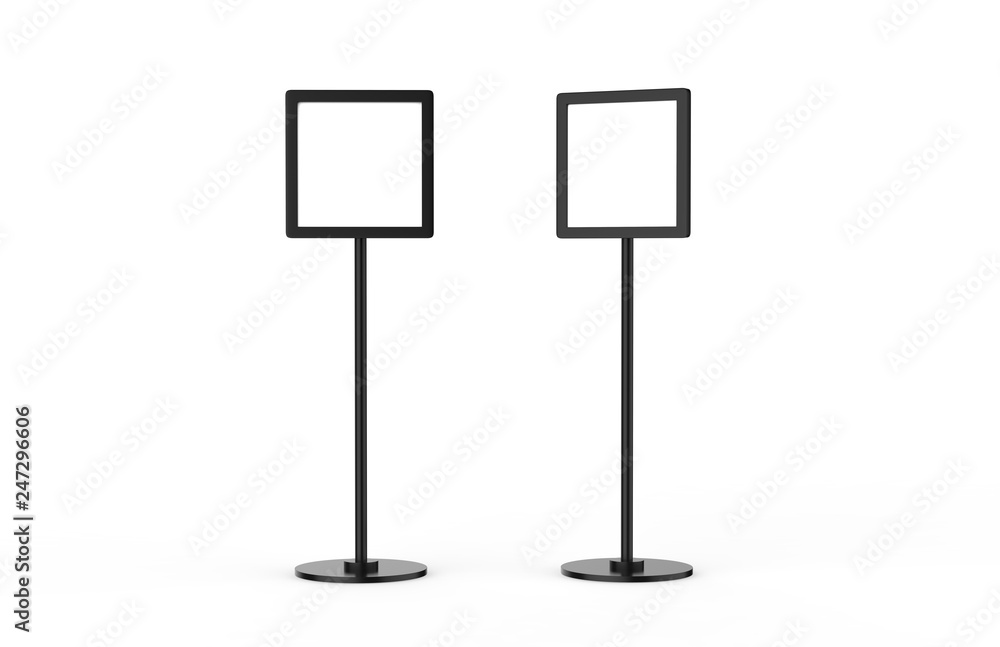 Floorstanding indoor landscape signboard holder, strong sign holder for promoting your products & services, 3d illustration Floorstanding indoor landscape signboard holder, strong sign holder for promoting your products & services, 3d illustration